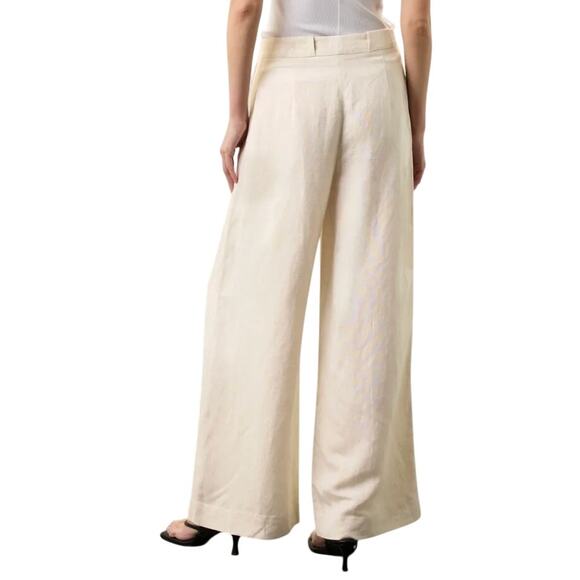 Club Monaco Wide Leg Linen Blend Trouser in Beige, Size US 6 - Picture 3 of 8